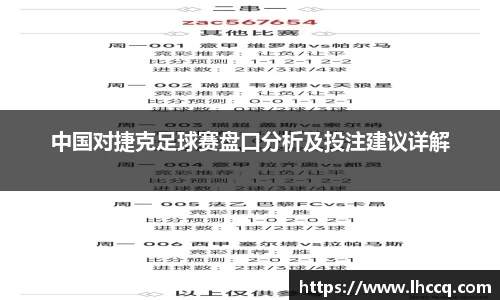 中国对捷克足球赛盘口分析及投注建议详解